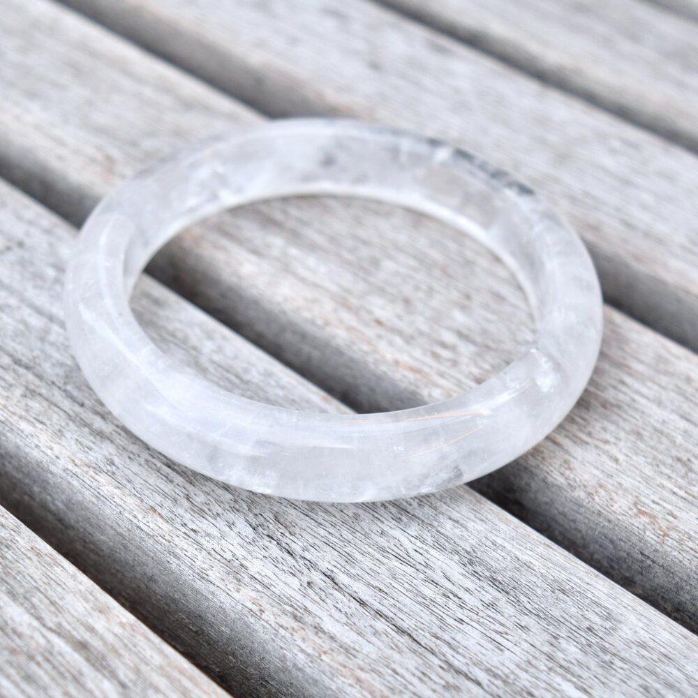 61.2 mm Clear Quartz Bangle - White